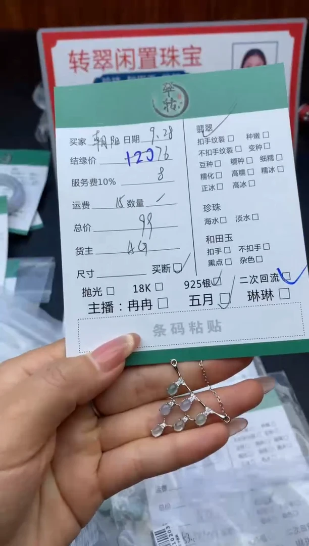 颈饰银S925镶嵌翡翠朝**我项链