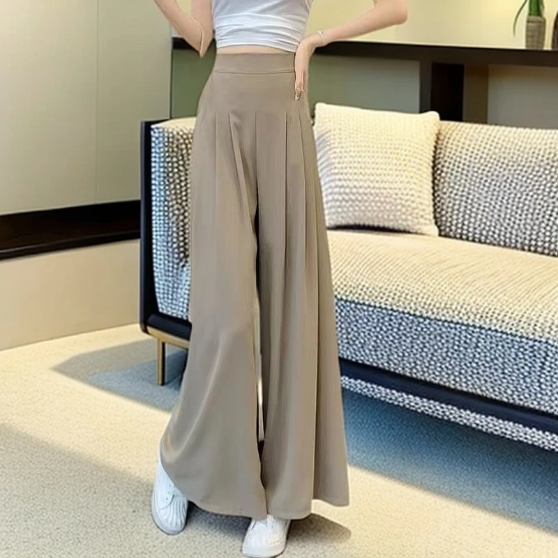 西装阔腿裤小个子休闲裤冰丝高腰薄款女新款宽松裙裤夏季2025垂感