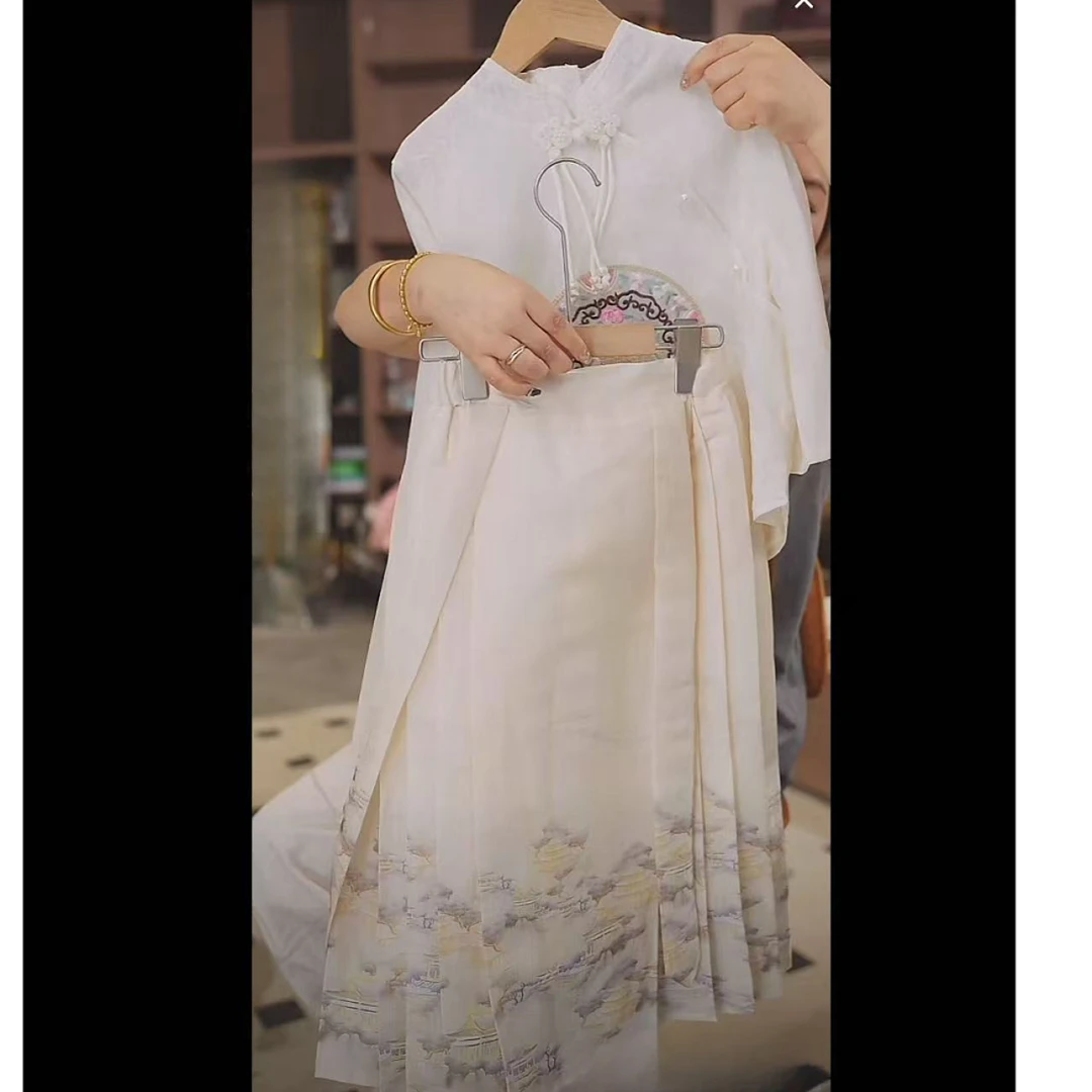 506055 韩版洋气女2025夏季舒适气质国风两件套