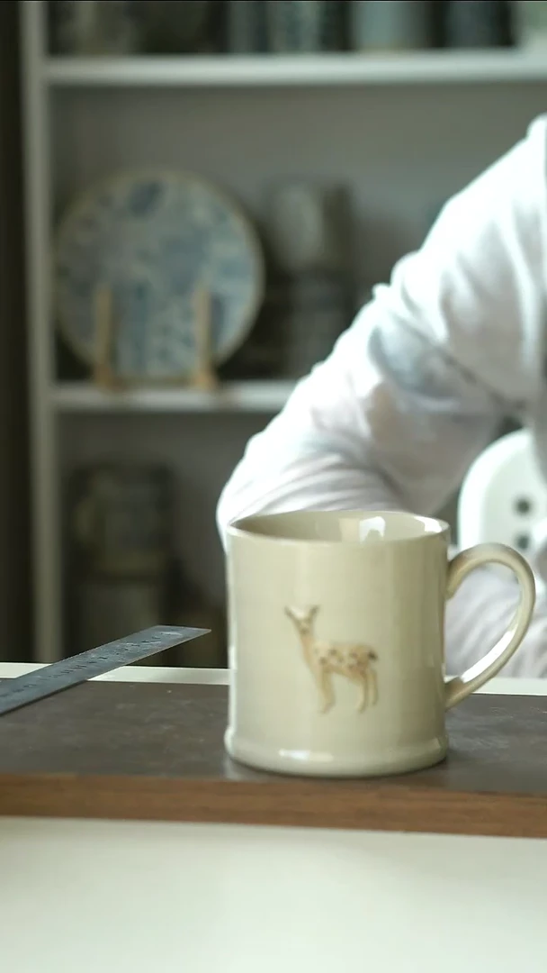 粗陶微瑕浮雕小鹿240ml马克杯@4-2@