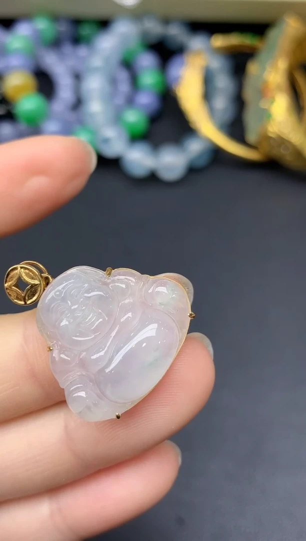 颈饰18K金镶嵌翡翠159-雪姐翡翠天天见