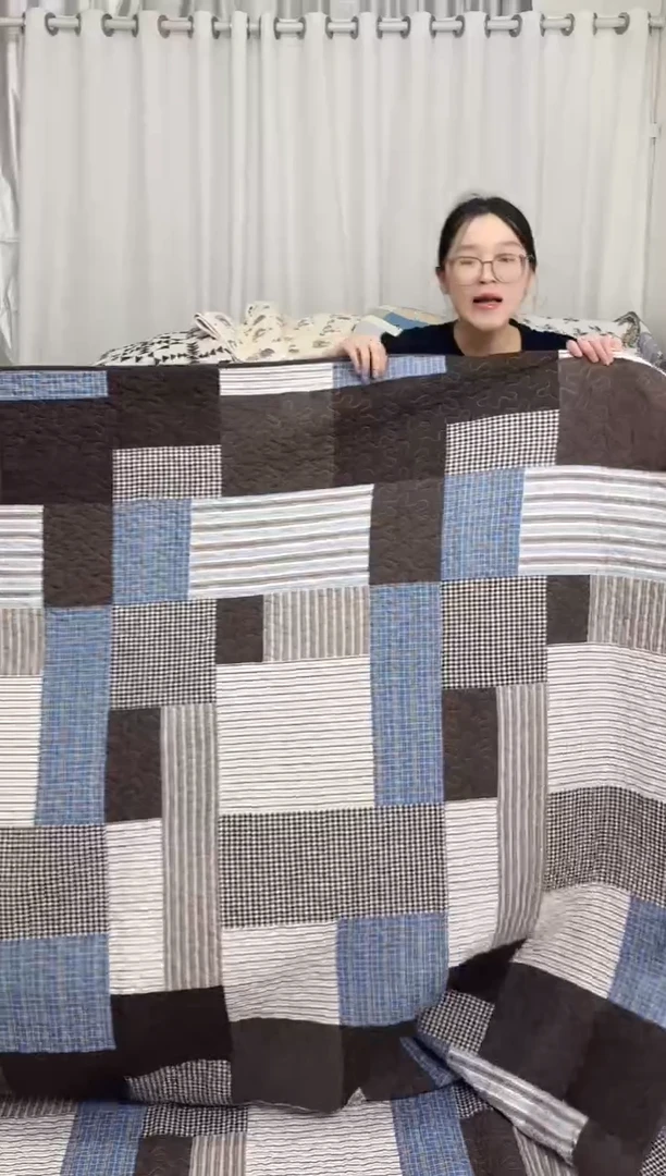棉230*250蓝咖格子