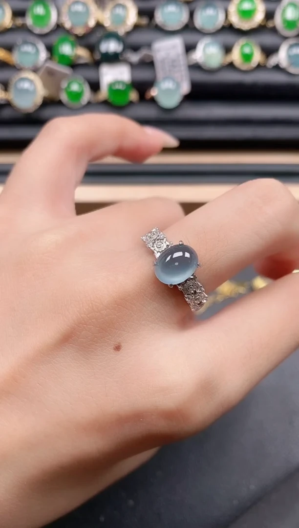 翡翠戒指银S925镶嵌11111