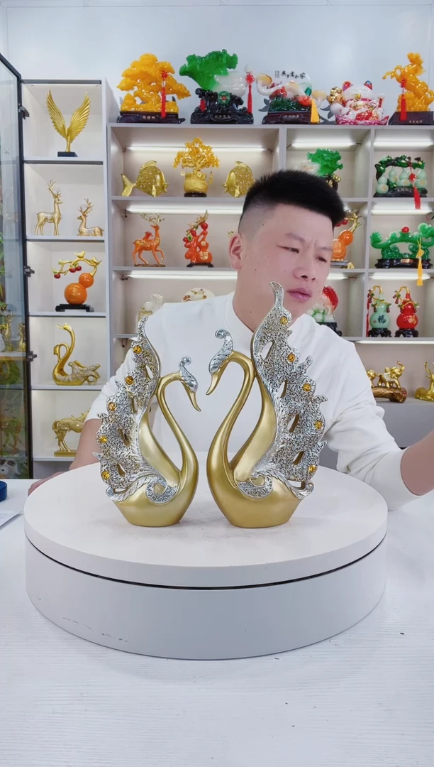 摆件一对天鹅摆件