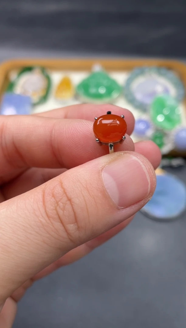 【闪购商品】南红玛瑙戒指银S925镶嵌3............