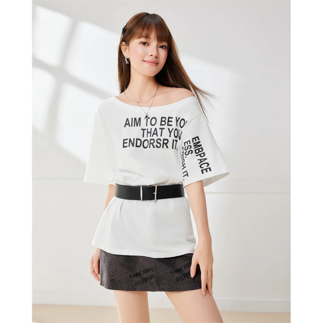 IEF/爱依服2025夏季新款美式甜酷个性辣妹气质通勤百搭显瘦中T恤
