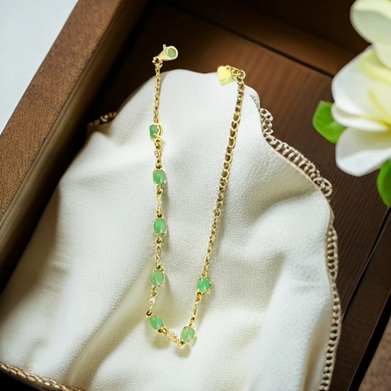 天然缅甸翡翠银镶手链可调节大小轻奢百搭简约