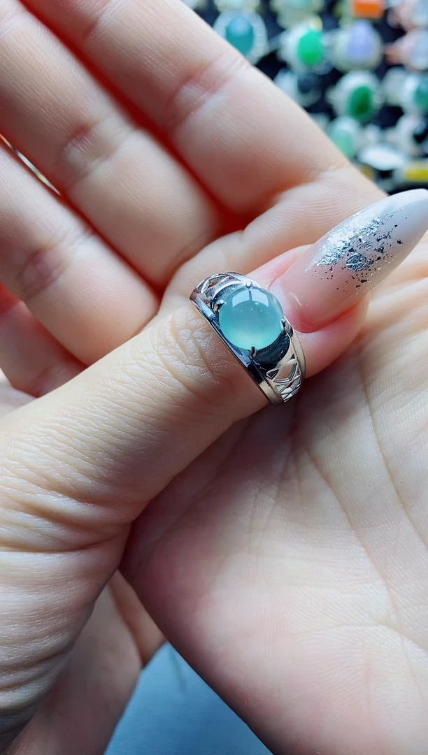 未镶嵌戒指翡翠丑*天然翡翠A货男戒