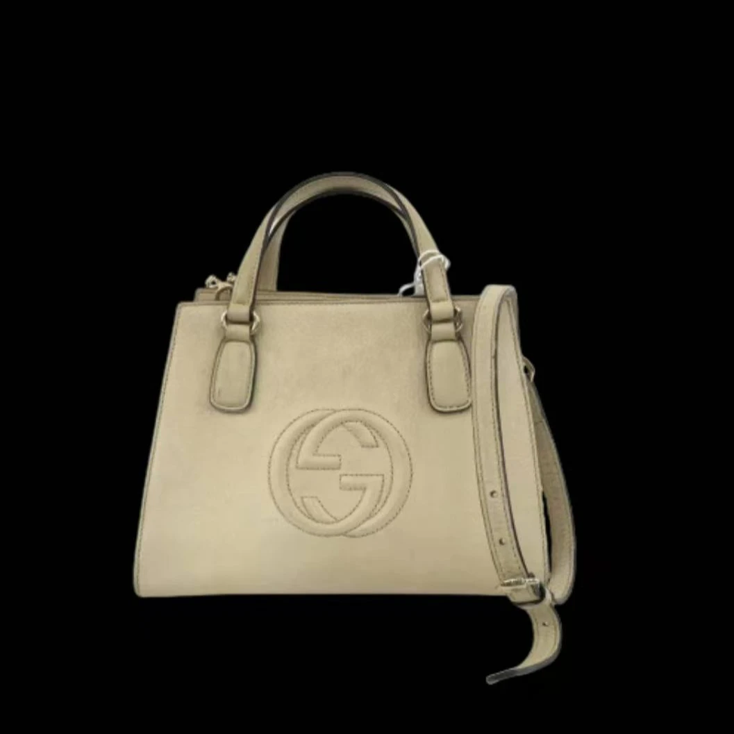 95新 GUCCI/古驰 【静文】soho 白色 牛皮 手提斜挎包/BGH004330004