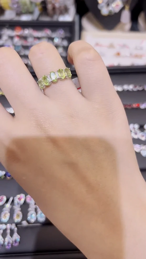 橄榄石戒指银S925镶嵌水*.橄榄石戒指