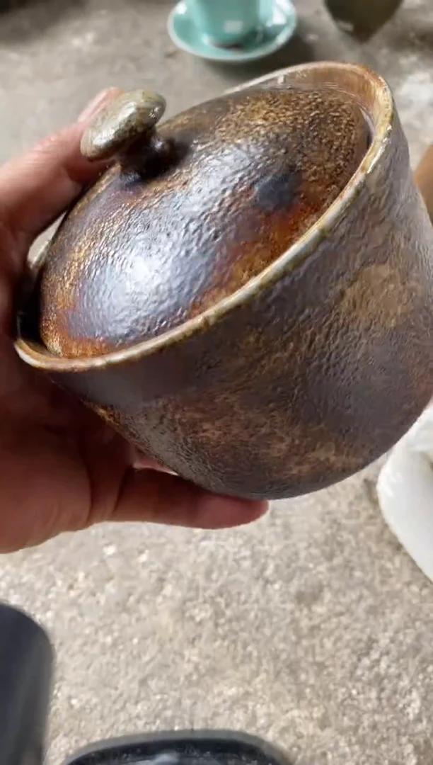 浪鬼家被**弃釉绘柴烧盅