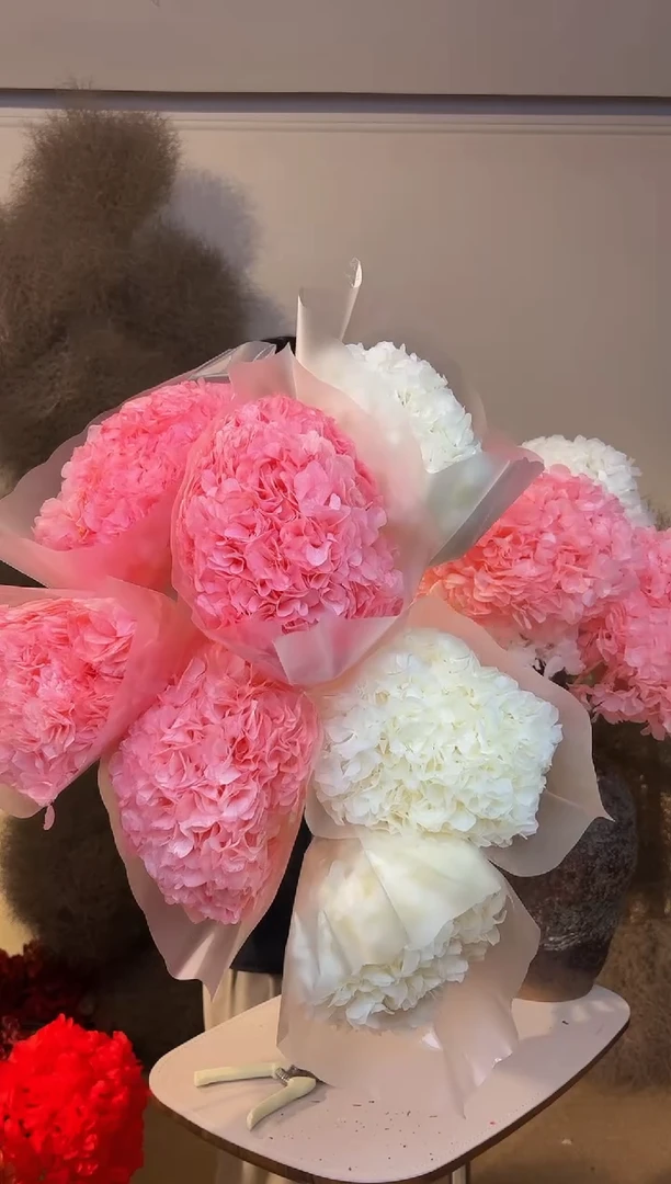 162  山前小麦 · 永生大叶绣球漂色7枝 粉4白3 福利价