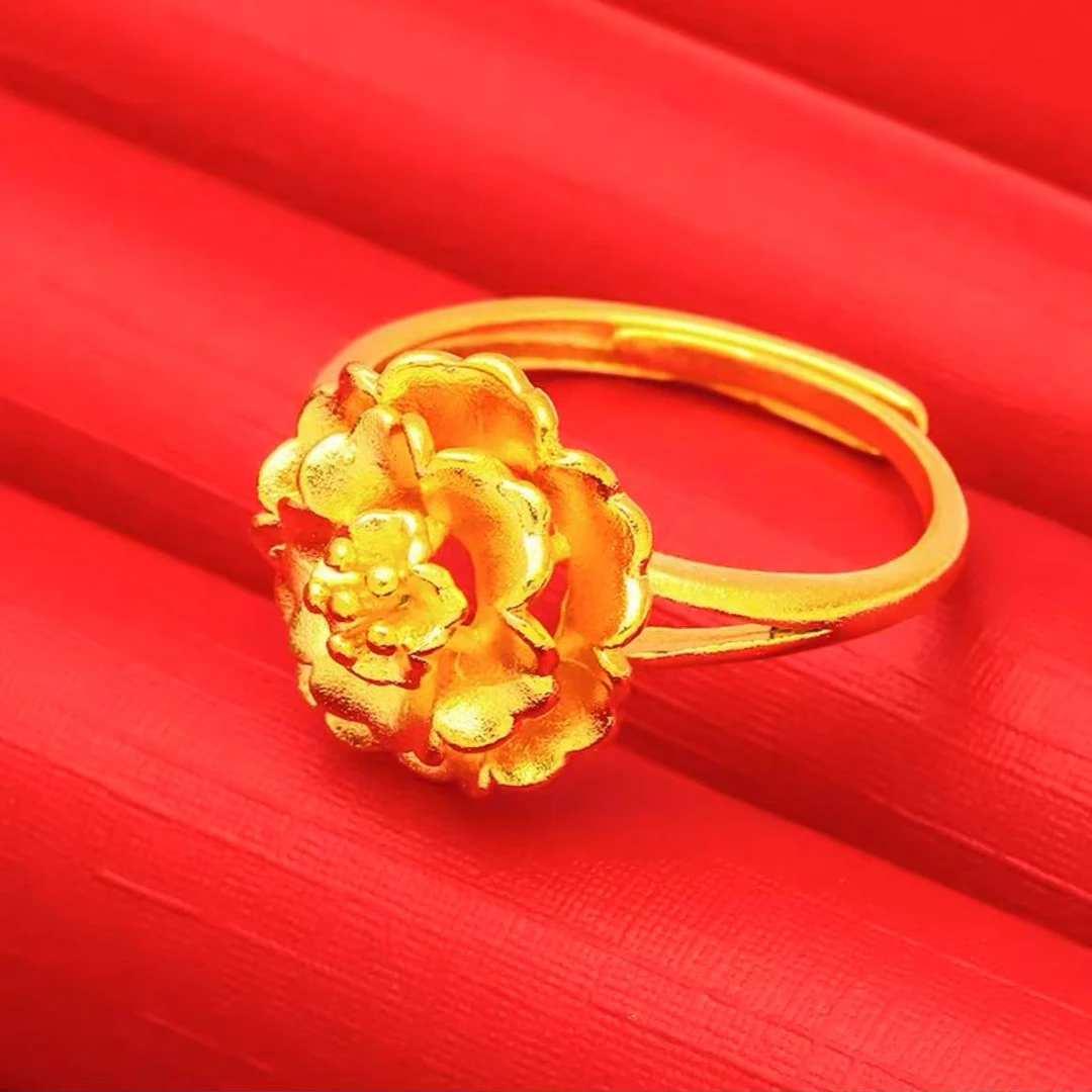 合金戒指 牡丹花戒指女款