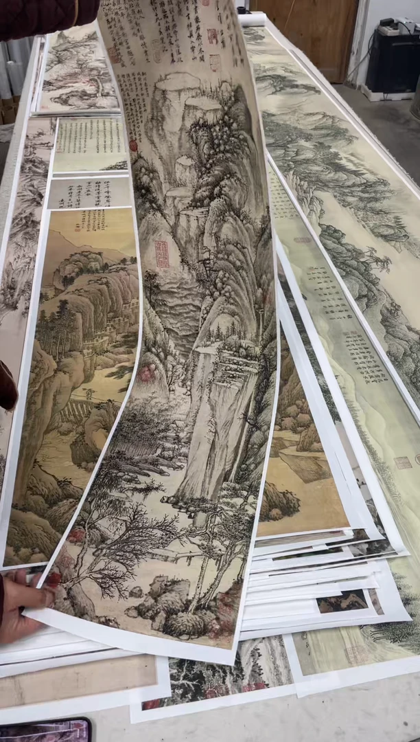 沈周 崇山修竹 微喷复刻