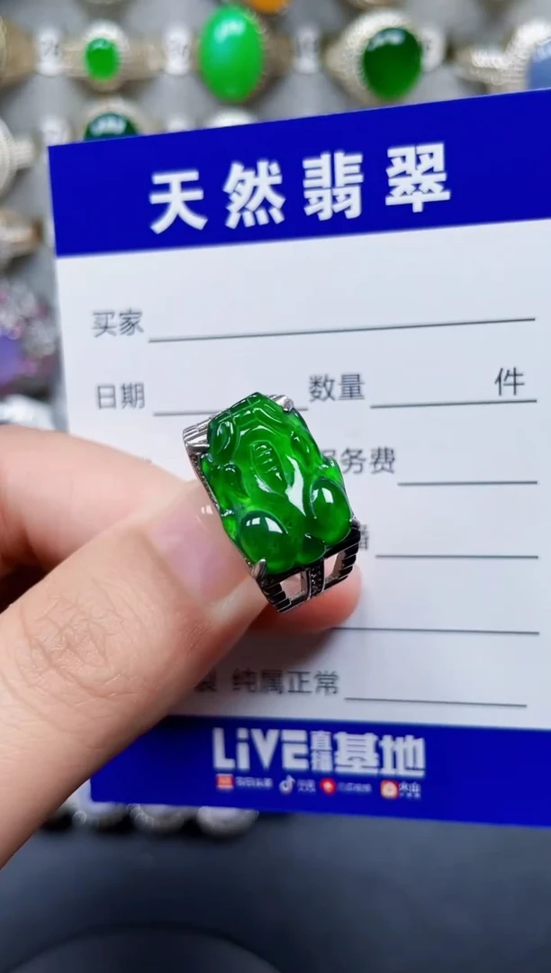 银S925镶嵌戒指翡翠176