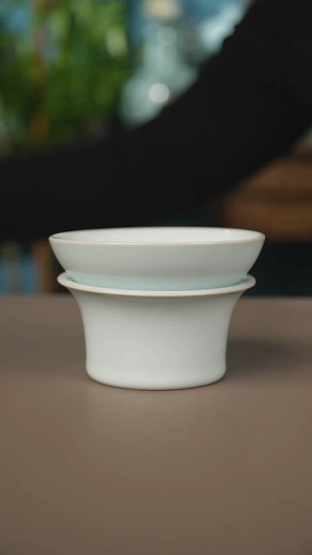 奎奎月白茶漏两件套