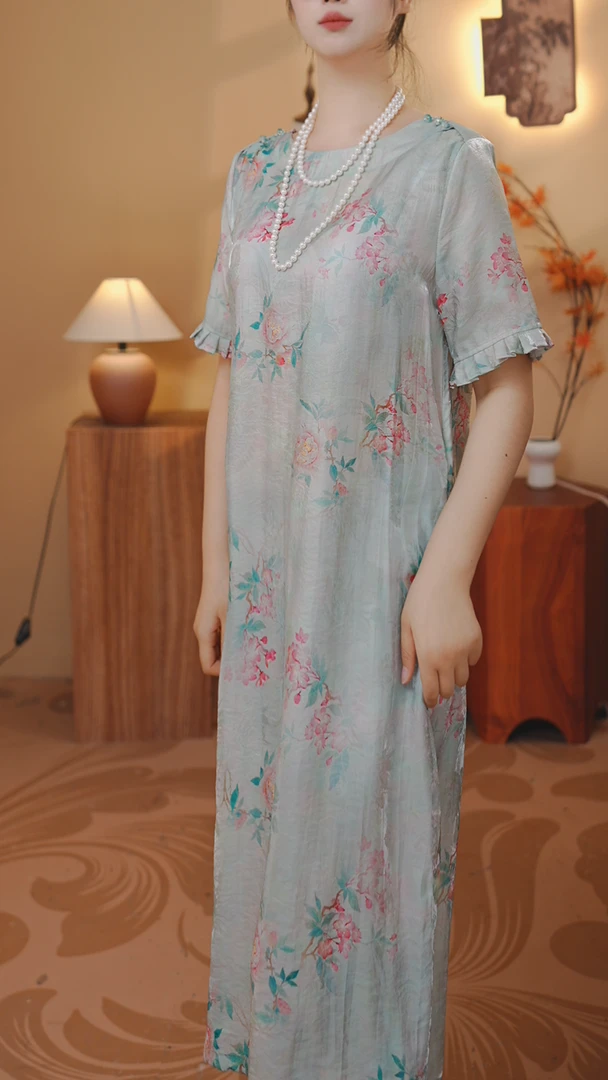 【花间酒】改良版旗袍新中式新款国风复古宽松大码连衣裙