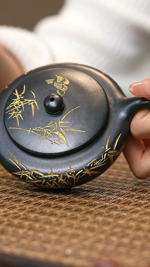 茶壶紫砂兰色妖姬 扁晨