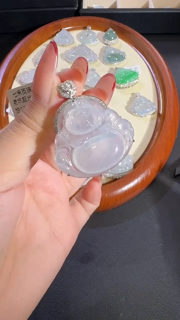 翡翠18K金镶嵌吊坠(不含链)【源头工厂】钻石镶嵌