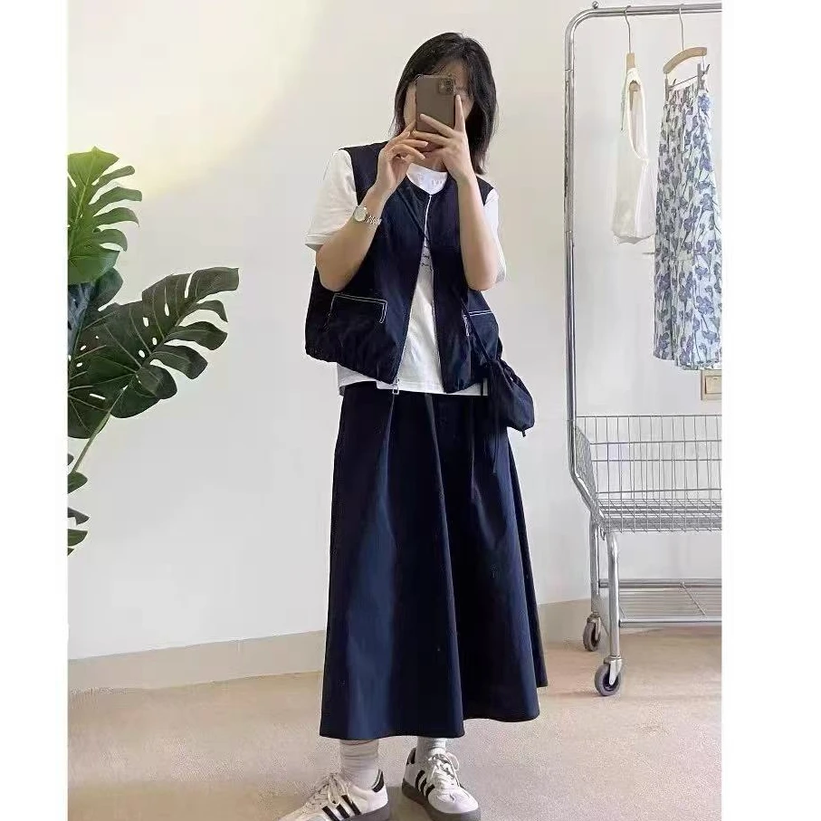 时尚工装套装裙女2025夏季新款洋气减龄炸街气质马甲半身裙三件套