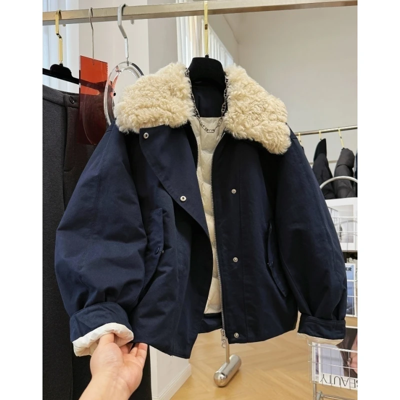 韩系高级感毛领短款夹棉外套女冬季巨好看的工装休闲保暖夹克外套