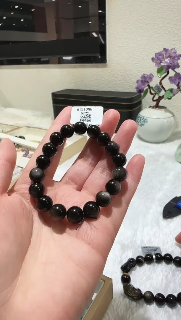 未镶嵌黑曜岩手链手串