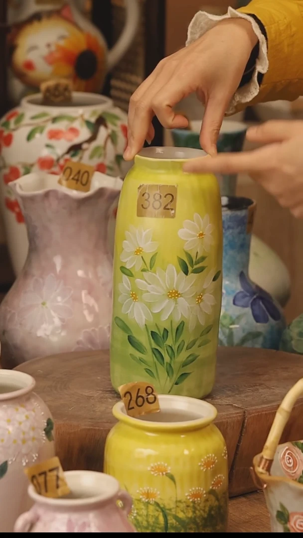 陶瓷景德镇设计师手作花器摆件侘寂风@M382@