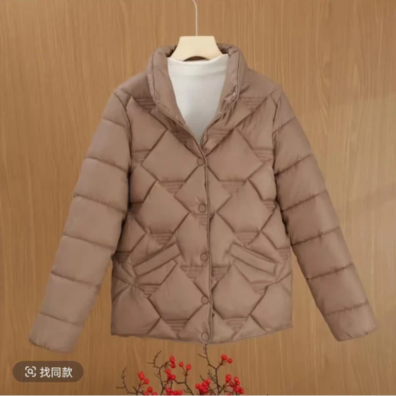 菱形格轻薄品质冬季小个子短款棉服11098【15】