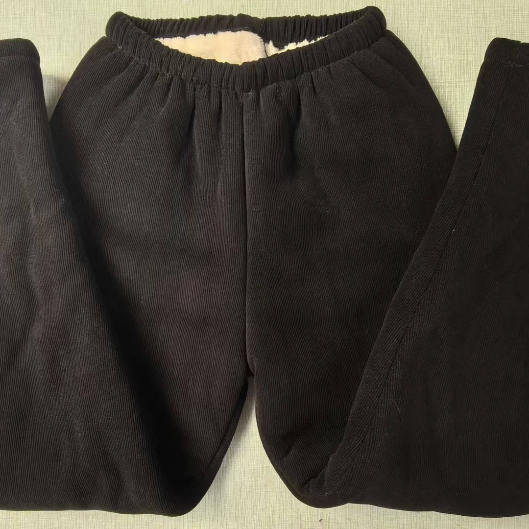 儿童冬季新款黑色加绒加厚休闲保暖棉裤   单件 棉裤