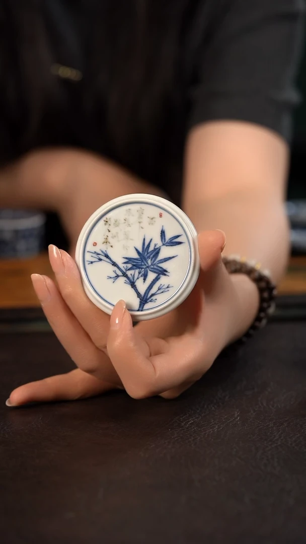 研山琢器书法竹子小杯垫