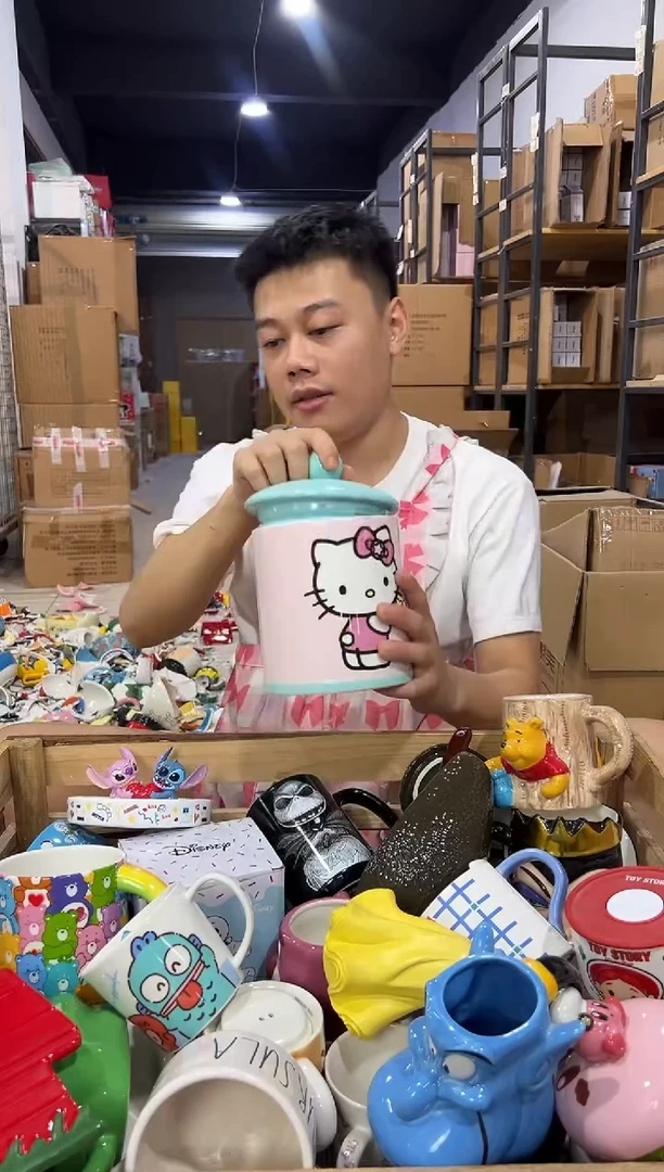 瓷片蓝色盖子kt储物罐