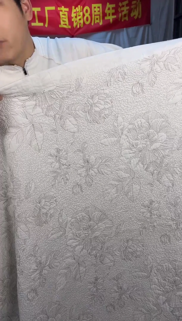 棉白盏花230*250纯棉单床盖