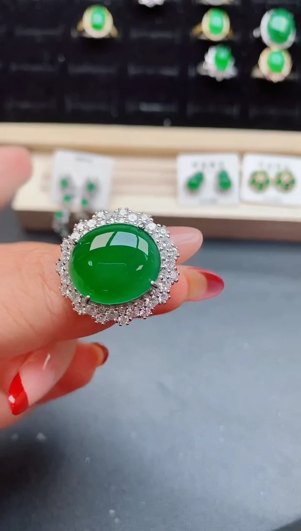 【闪购商品】翡翠戒指银S925镶嵌12331