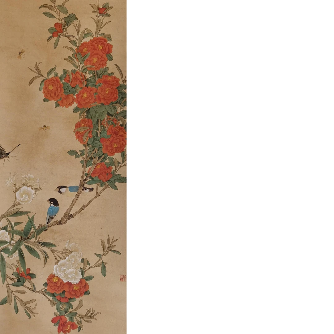 【辽拍】V250709-2-721 《花鸟》（3.6平尺)  纸本镜片 ws02