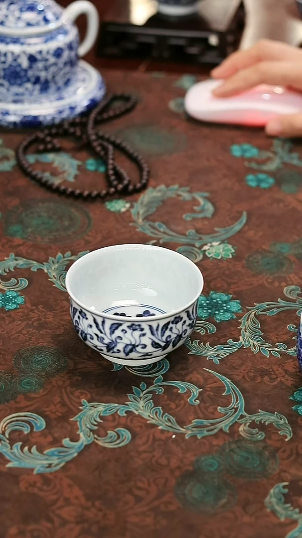 镹日陶柴窑手工手绘青花孤品