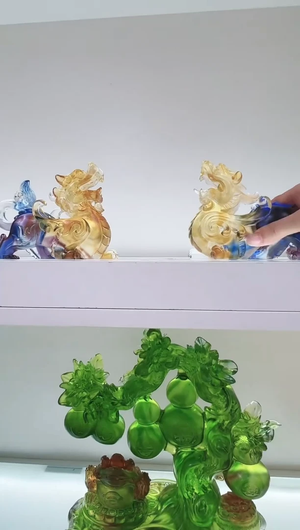 手工艺品琉璃古法琉璃一对中号貔貅