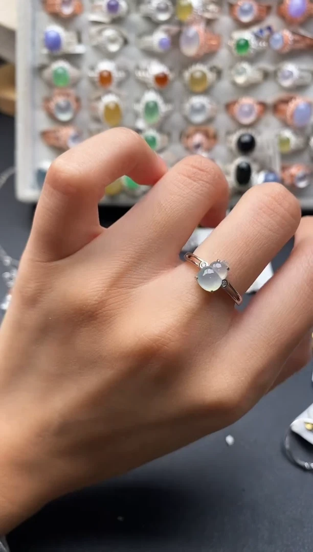 银S925镶嵌戒指翡翠555555+4