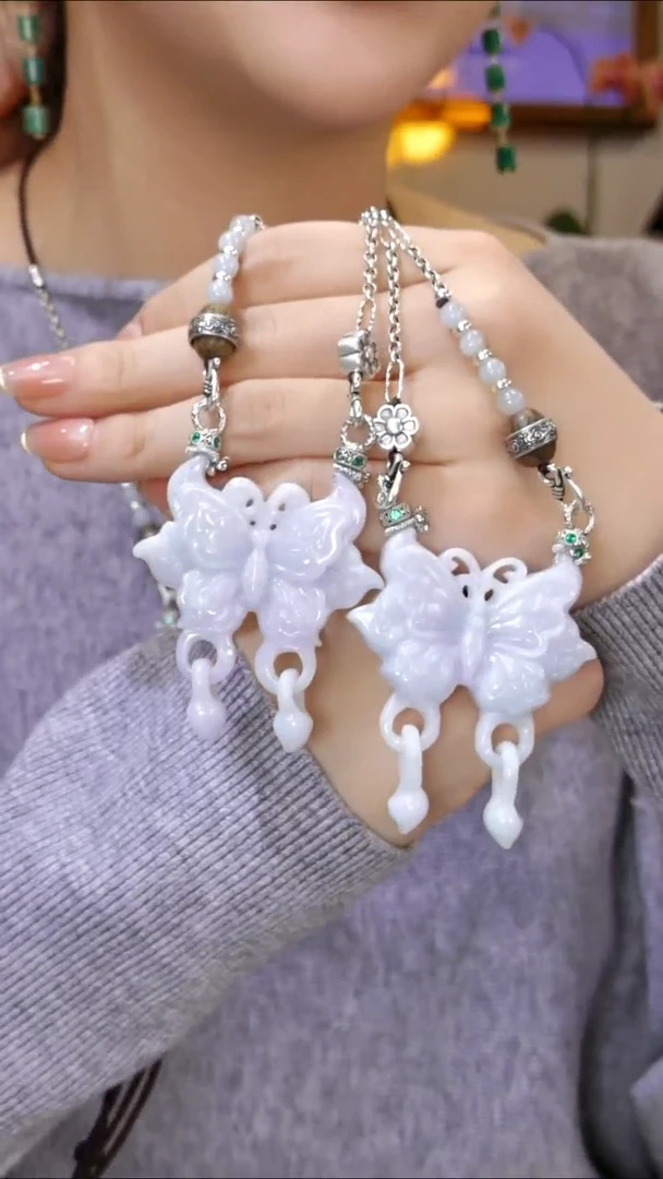 颈饰银S925镶嵌翡翠国风多样性发其一