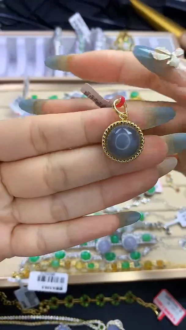 翡翠戒指银S925镶嵌翡翠 蛋面 银S925镶嵌