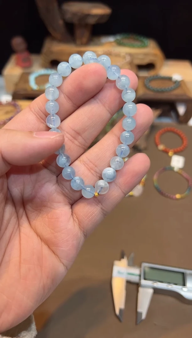 【闪购商品】海蓝宝石手链18K金镶嵌手饰@@5592