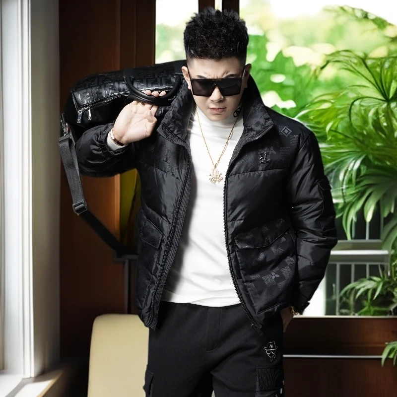 娜罗普西时尚休闲男士轻薄羽绒服男士冬季外套潮牌立领防寒面包服