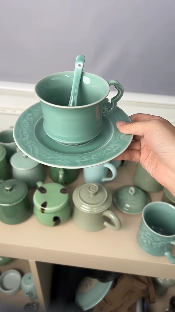 龙泉云间青瓷小米茶器