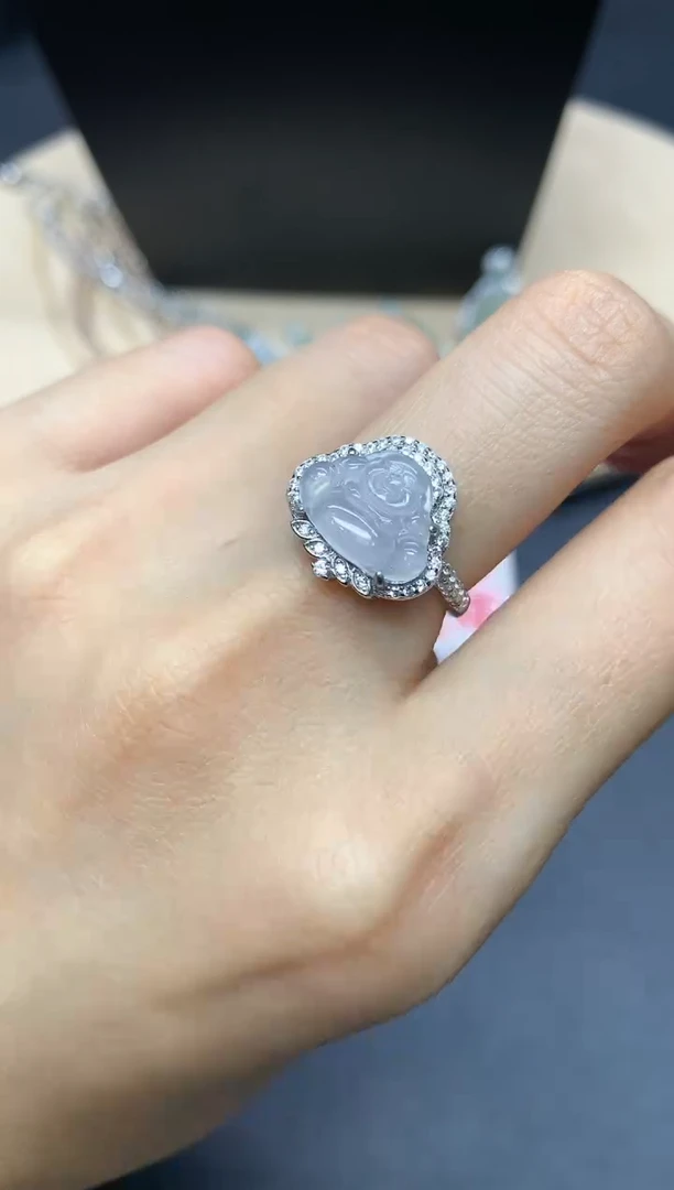 【闪购商品】翡翠戒指银S925镶嵌佛公【多样性发其一】