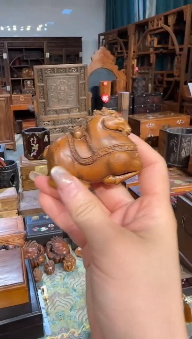 【闪购商品】木木艺黄杨木马上有钱手把件68.88