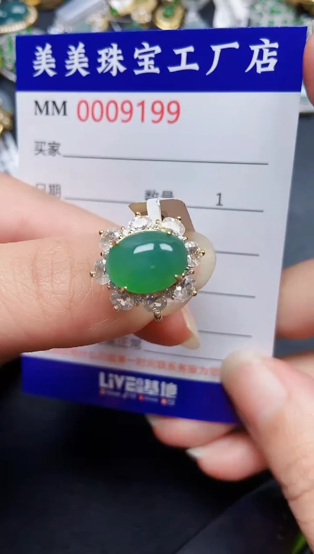 翡翠银S925镶嵌颈饰9199