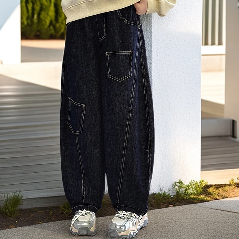 女童裤子2025春秋新款童装百搭丹宁色牛仔裤休闲裤女中大童弯刀裤