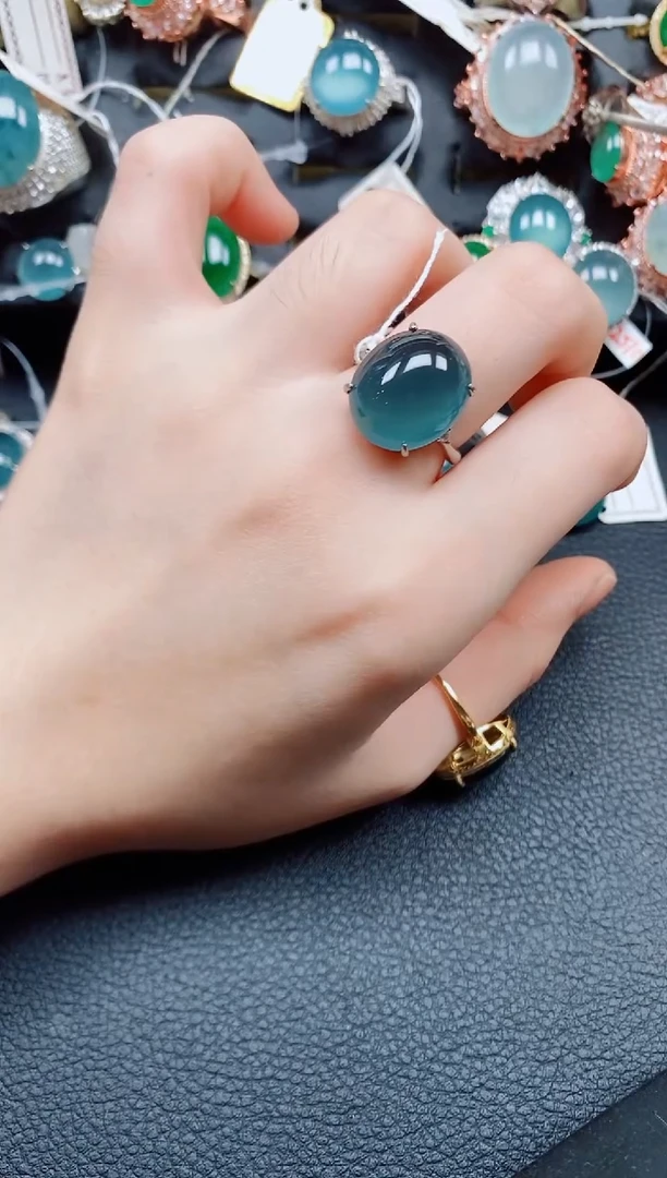 银S925镶嵌戒指翡翠翡翠