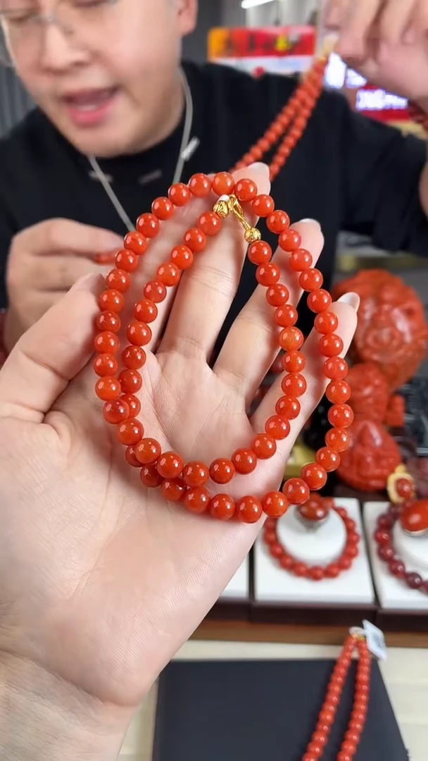 银S925镶嵌保山女神链7mm南红玛瑙（多样式发其一）