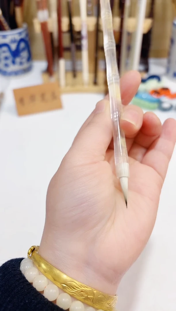 透明鎏金紫羊兼毫小楷毛笔1支 出锋2.0 口径0.5