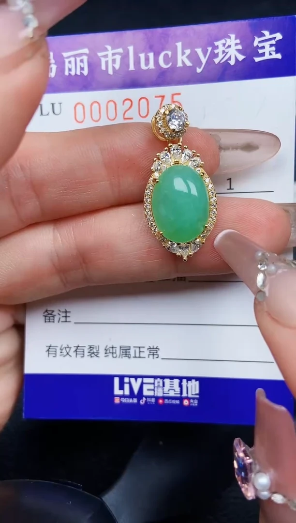 翡翠银S925镶嵌颈饰2075